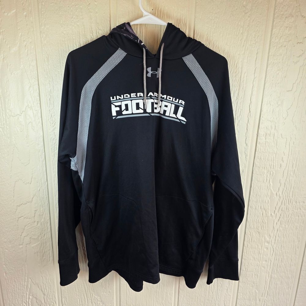 Men's Under Armour Black and Gray Football Hoodie, Size Large